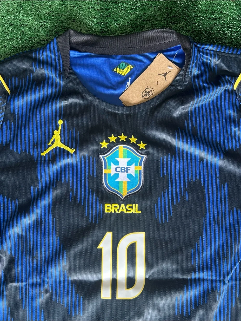 Jordan Blue Neymar Jr. #10 Jersey with White and Yellow Accents